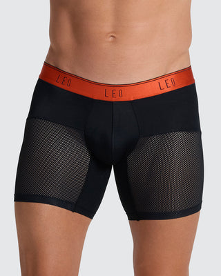 High-Tech Mesh Boxer Brief with Ergonomic Pouch#color_712-black-with-orange-elastic