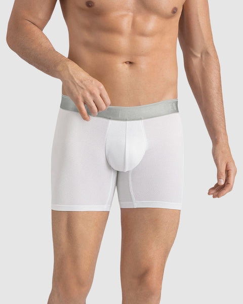 Ultra-Light Boxer Brief with Ergonomic Pouch#color_134-white-with-gray-elastic