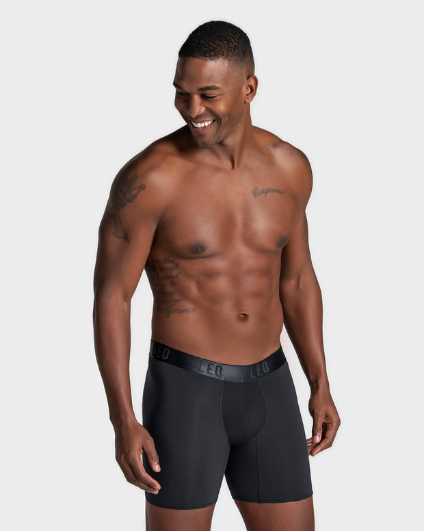 Long athletic boxer brief with side pocket