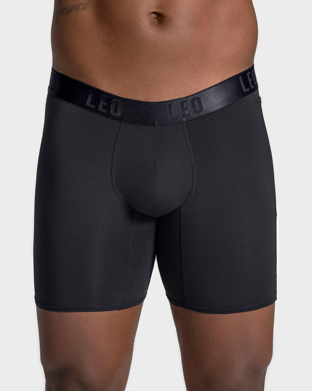 Long athletic boxer brief with side pocket