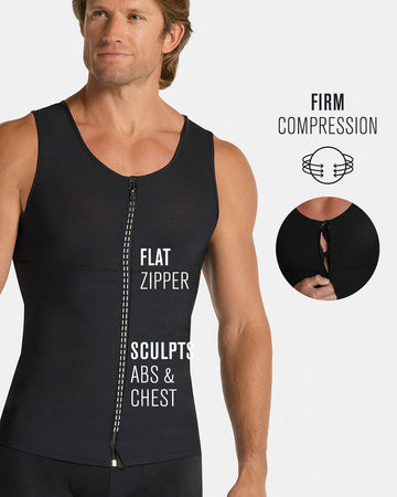 Men's firm body shaper vest with back support max/force#color_black