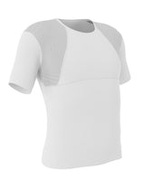 Stretch cotton moderate compression shaper shirt with mesh cutouts#color_000-white