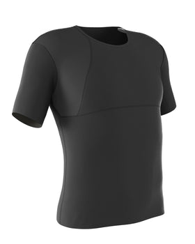 Stretch cotton moderate compression shaper shirt with mesh cutouts#color_700-black