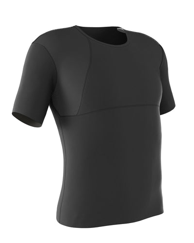 Stretch cotton moderate compression shaper shirt with mesh cutouts#color_700-black