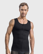 Compression vest with double layer of fabric on abdomen and back#color_700-black