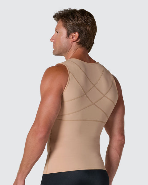 Compression vest with double layer of fabric on abdomen and back#color_801-golden-beige