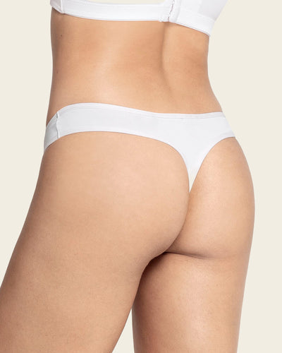 Low-rise classic microfiber thong panty#color_000-white