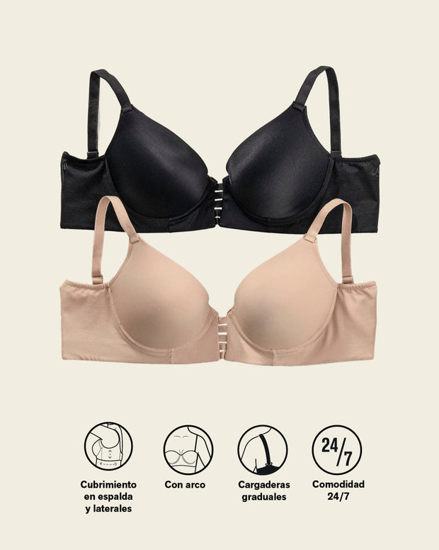 Memory foam push-up underwire bustier bra with strappy front