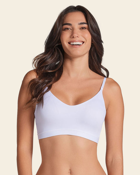 Full coverage comfy bra top with removable cups#color_000-white
