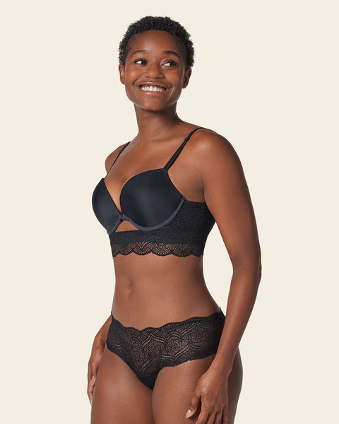 Front cutout demi-cup double push up bra luxe lift#color_700-black