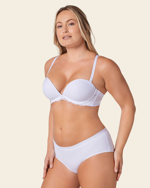 The 3d bra: triple push-up plunge bra#color_000-white