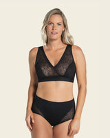 The florence: sheer stripe lace unlined wireless bralette#color_700-black