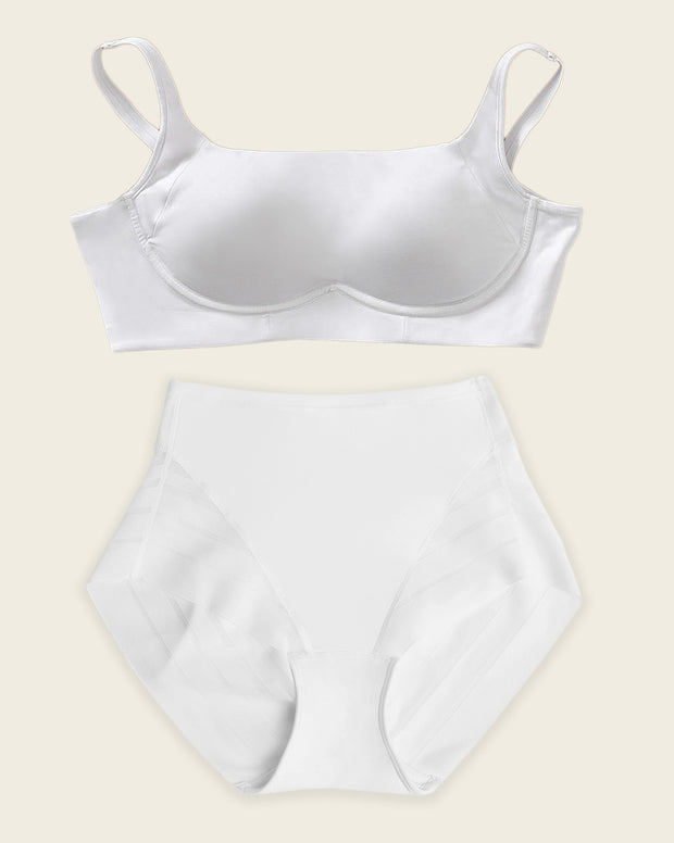 Everyday Bra + Stripe Undetectable Shaper Panty en Blanco