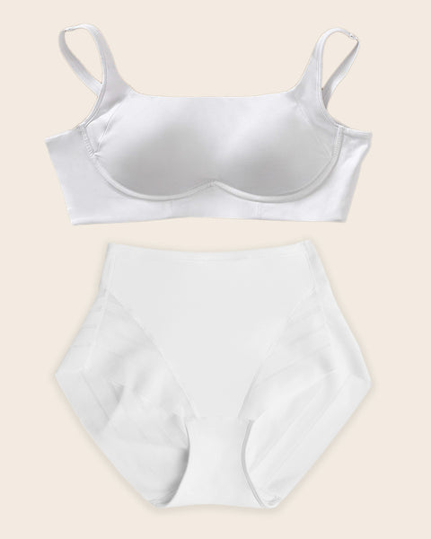 Everyday Bra + Stripe Undetectable Shaper Panty en Blanco