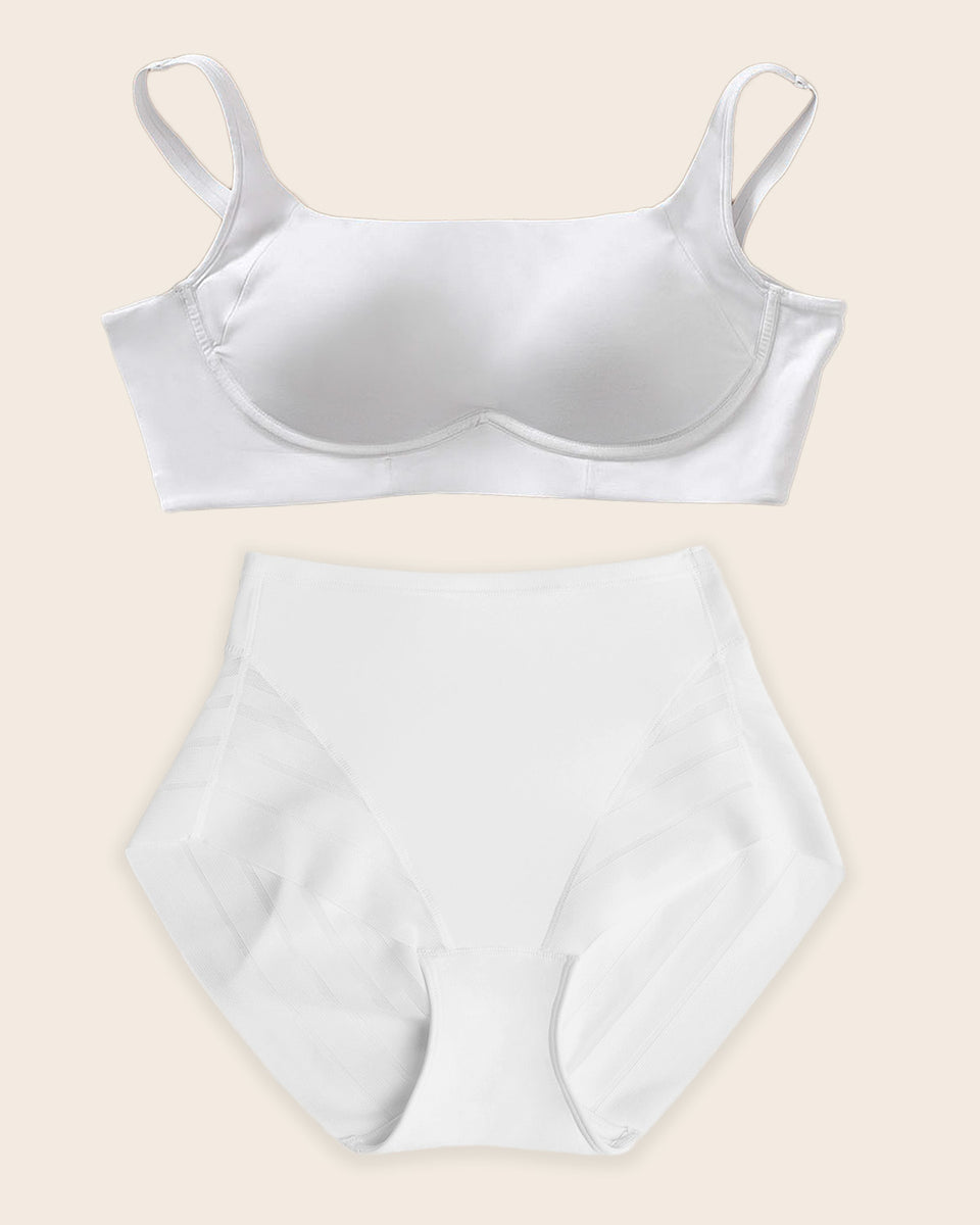 Everyday Bra + Stripe Undetectable Shaper Panty en Blanco