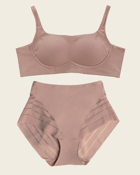 Everyday Bra + Stripe Undetectable Shaper Panty en Palo de Rosa