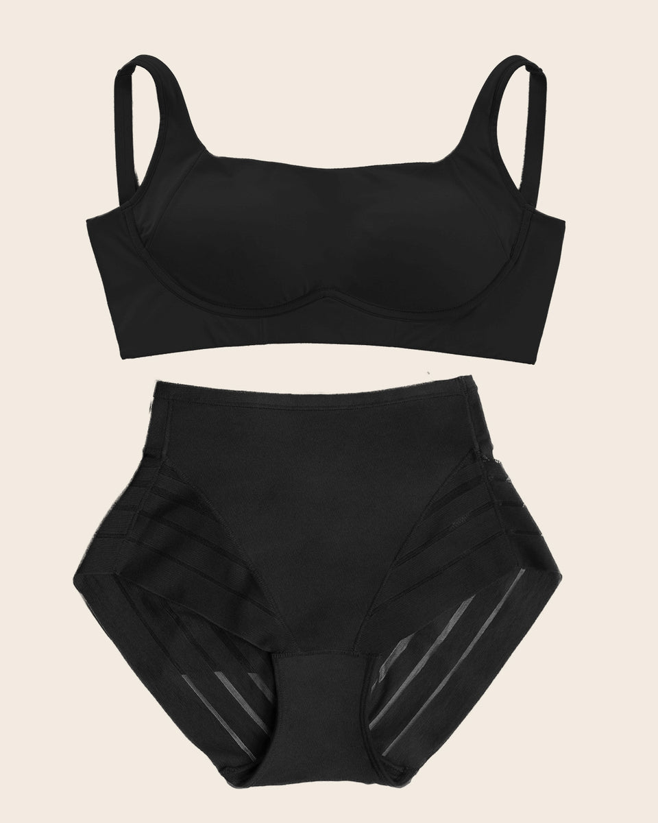 Everyday Bra + Stripe Undetectable Shaper Panty en Negro