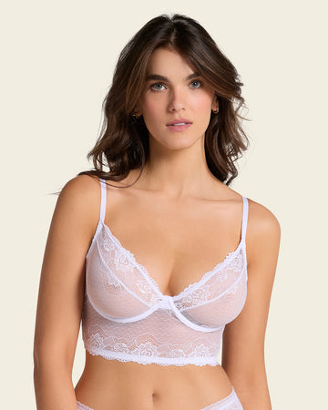 All sheer lace bustier bra#color_000-white