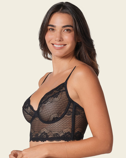 All sheer lace bustier bra#color_700-black
