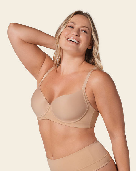 Bras for Large Breasted Women Full Coverage No Underwire T-Shirt Bra Hook  Back Smoothing Bra Deep Cup Underwear Full Cup,Bras for Women No Underwire  Beige S at  Women's Clothing store