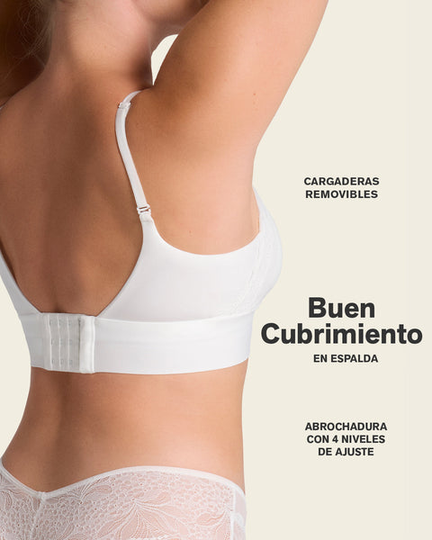 Lace Trim Soft Full Coverage Smoothing Wireless Daily Bra#color_253-ivory