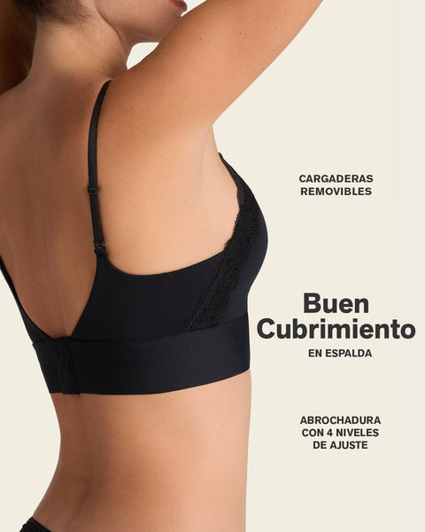 Lace Trim Soft Full Coverage Smoothing Wireless Daily Bra#color_700-black