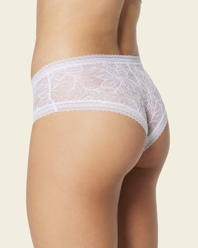 Floral lace cheeky panty#color_000-white