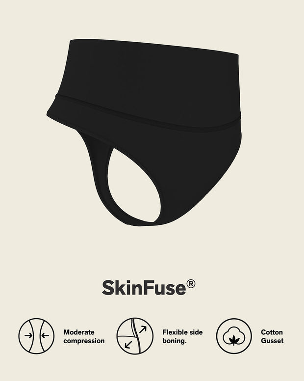 High-waisted seamless moderate shaper thong panty