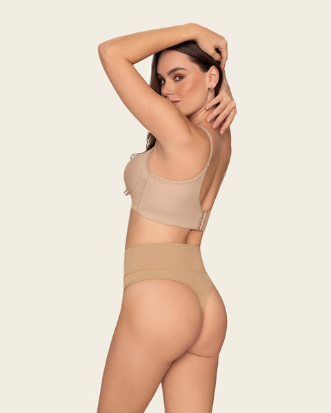 High-waisted seamless moderate shaper thong panty#color_802-nude