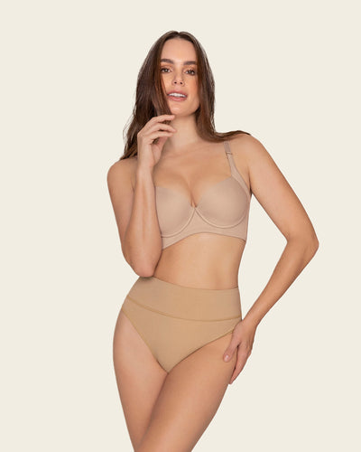 High-waisted seamless moderate shaper thong panty#color_802-nude