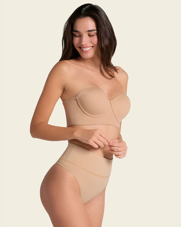 High-waisted seamless moderate shaper thong panty