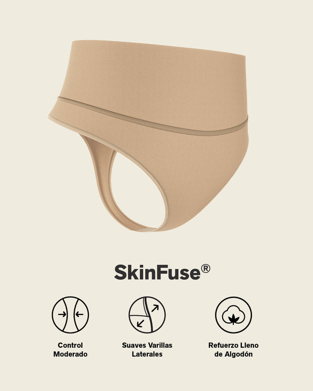 High-waisted seamless moderate shaper thong panty