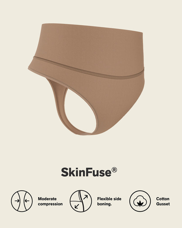 High-waisted seamless moderate shaper thong panty