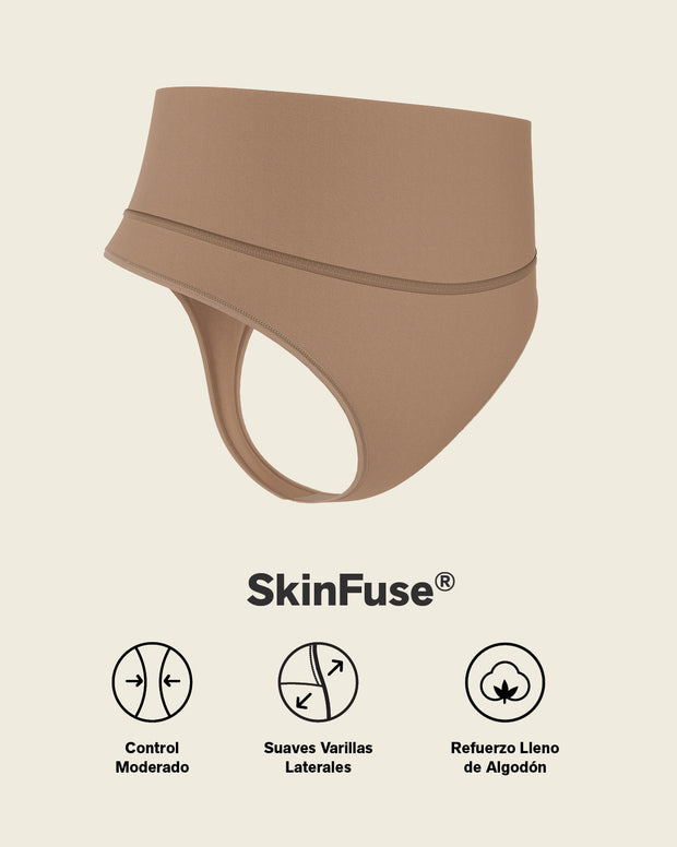 High-waisted seamless moderate shaper thong panty
