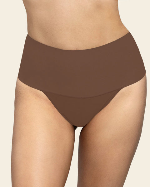 High-Tech High-Waisted Sculpting Thong#color_875-dark-brown