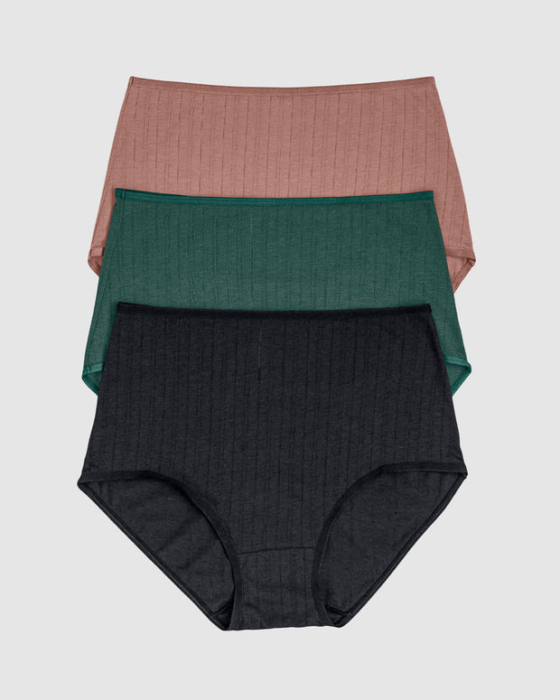 3 Comfy Full Brief Panties#color_s22-green-black-mauve