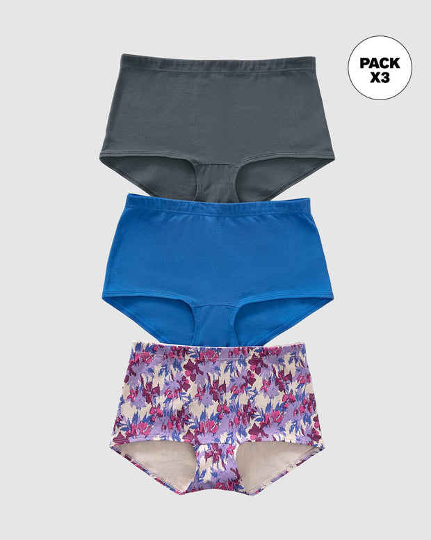 3-Pack Stretch Cotton Comfy Boyshort Panties