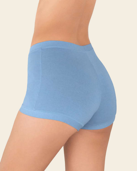 Simply Comfortable 3-Pack Stretch Cotton Boyshort Panties#color_s31-light-blue-dots-dark-blue