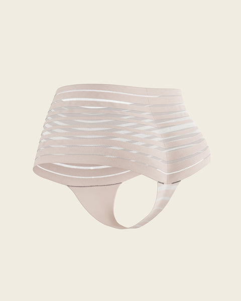 Lace stripe high-waisted cheeky hipster panty#