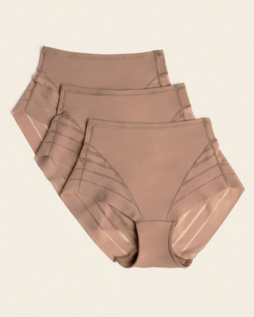 Lace stripe undetectable classic shaper panty#color_857-brown