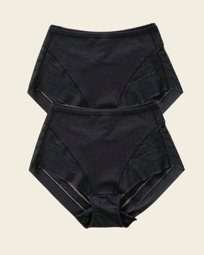 2-Pack Stripe Undetectable Lace Classic Shaper Panties#color_s04-black