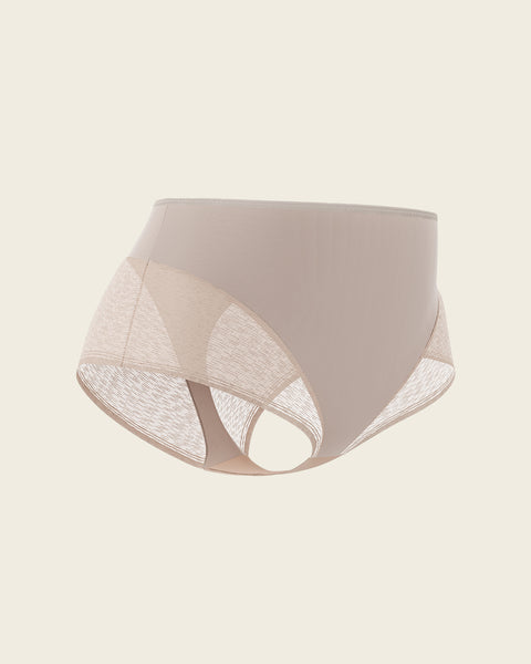 High-waisted sheer lace shaper pa
