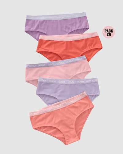 5-Pack Cotton Blend Hipster Panties#color_s07-coral-pastel-pink-purple-lilac-light-pink