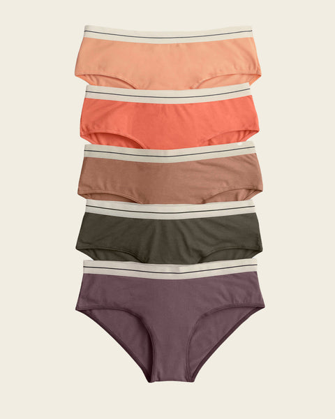 5-Pack Cotton Blend Hipster Panties#color_s09-wine-coral-green-brown-salmon