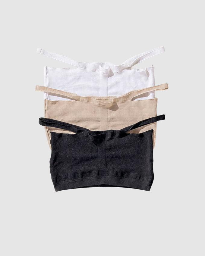 3-Pack extra comfy wireless bralettes#color_999-white-light-brown-black
