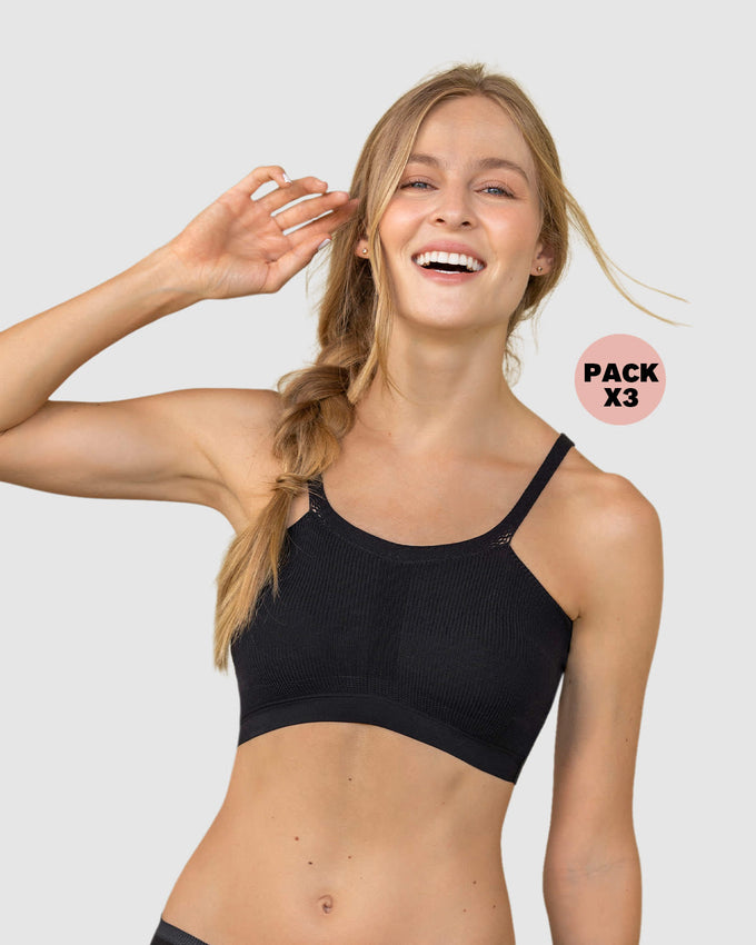 3-Pack extra comfy wireless bralettes#color_999-white-light-brown-black