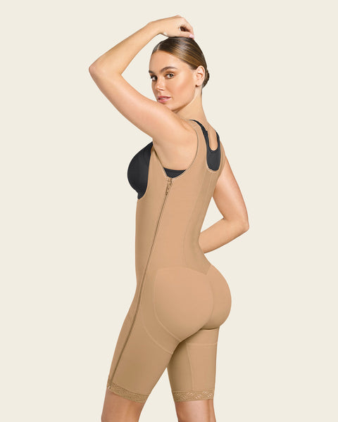 Torso-to-thigh firm body shaper (side zippers)#color_880-natural-tan