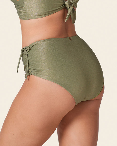 High-Waisted Slimming Bikini Bottom with Adjustable Sides#color_629-iridescent-green