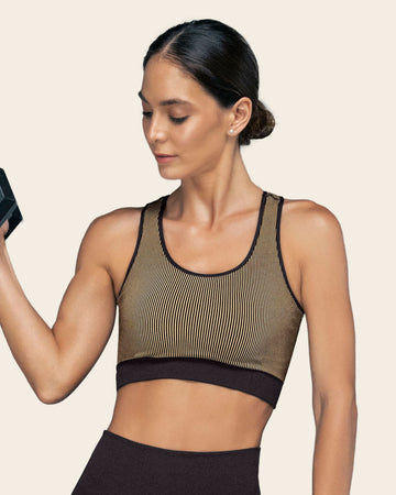 Seamless maximum support reversible sports bra#color_b15-taupe-black