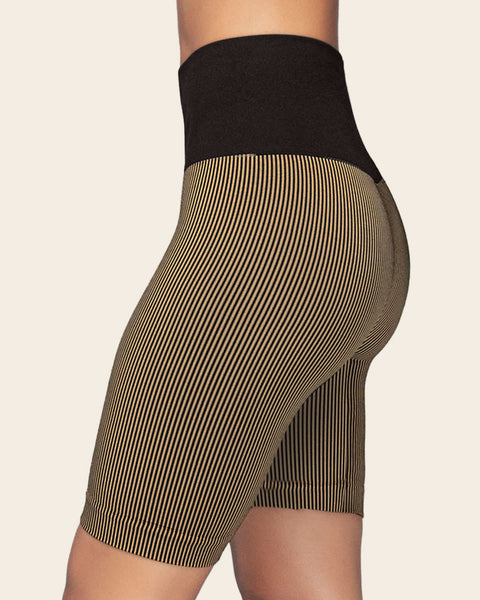 Seamless sculpting active biker short#color_b15-taupe-black